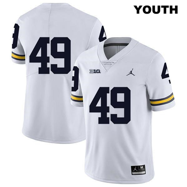 Youth NCAA Michigan Wolverines Lucas Andrighetto #49 No Name White Jordan Brand Authentic Stitched Legend Football College Jersey KZ25R18CA